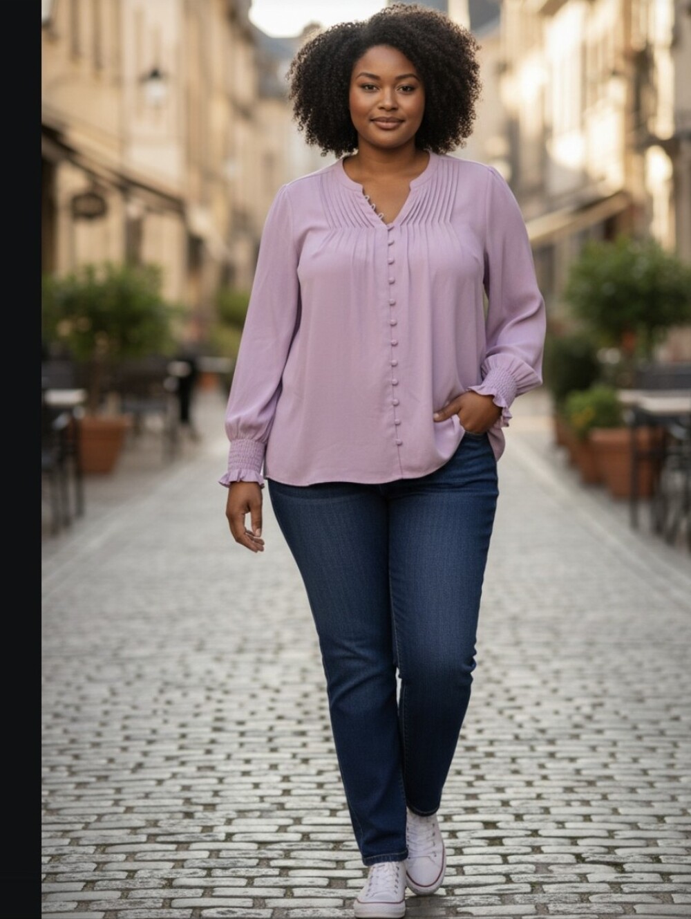 Nwt. Torrid Women's Lilac Button-Front Pintuck Blouse